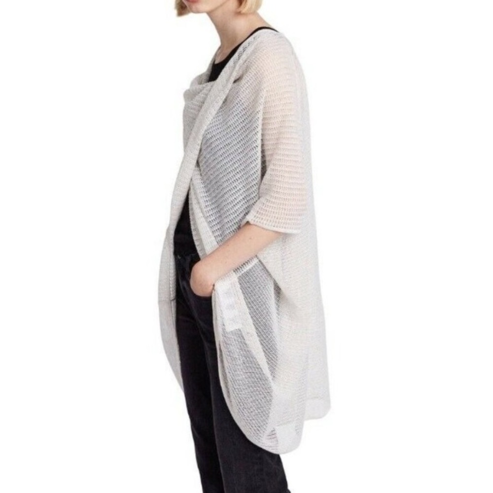 Allsaints White Lightweight Open Knit Itat Twist Tee Draped Layering Shirt Top - Picture 5 of 11